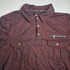 ROCK & REPUBLIC Men's XL Burgandy Red And Black Short Sleeve Shirt -1023